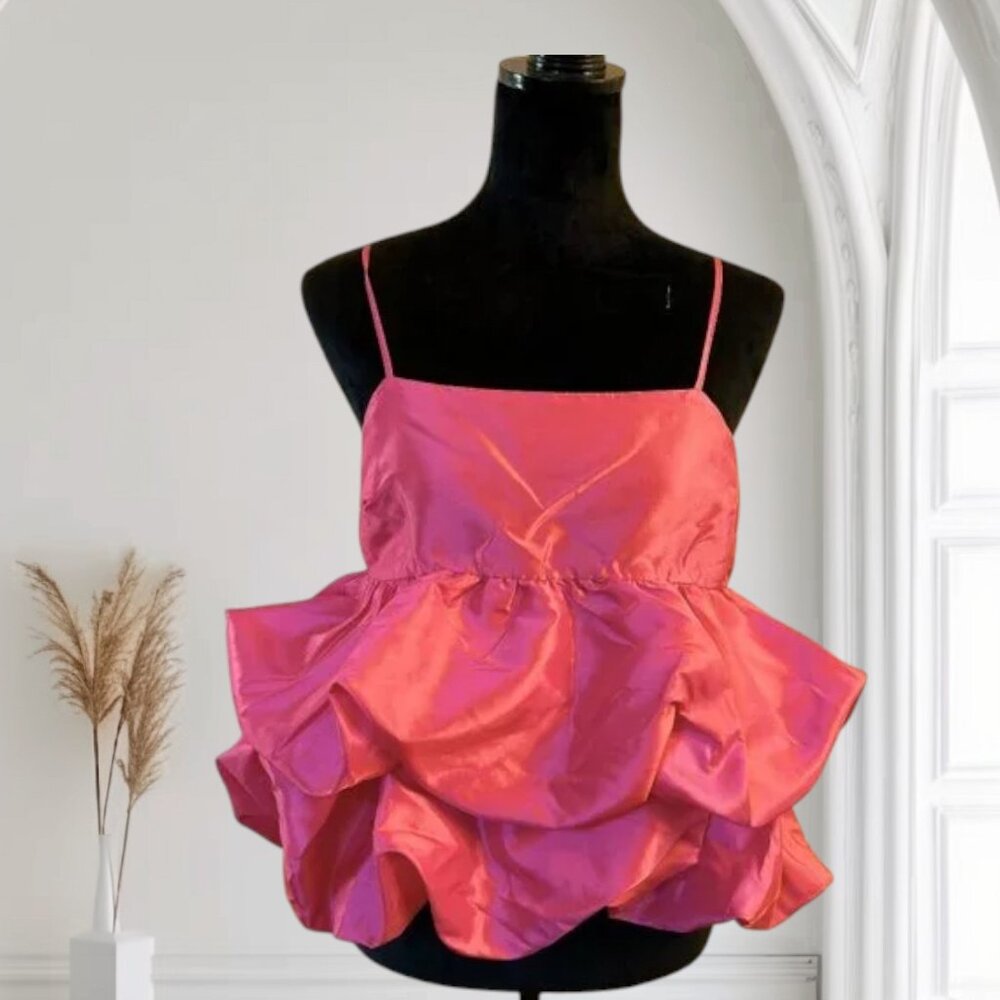 A New Day Pink Ruffled Spaghetti Strap Top